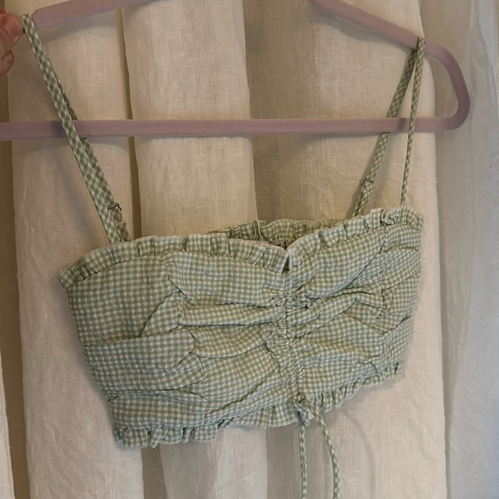 Princess Polly seersucker crop top with straps